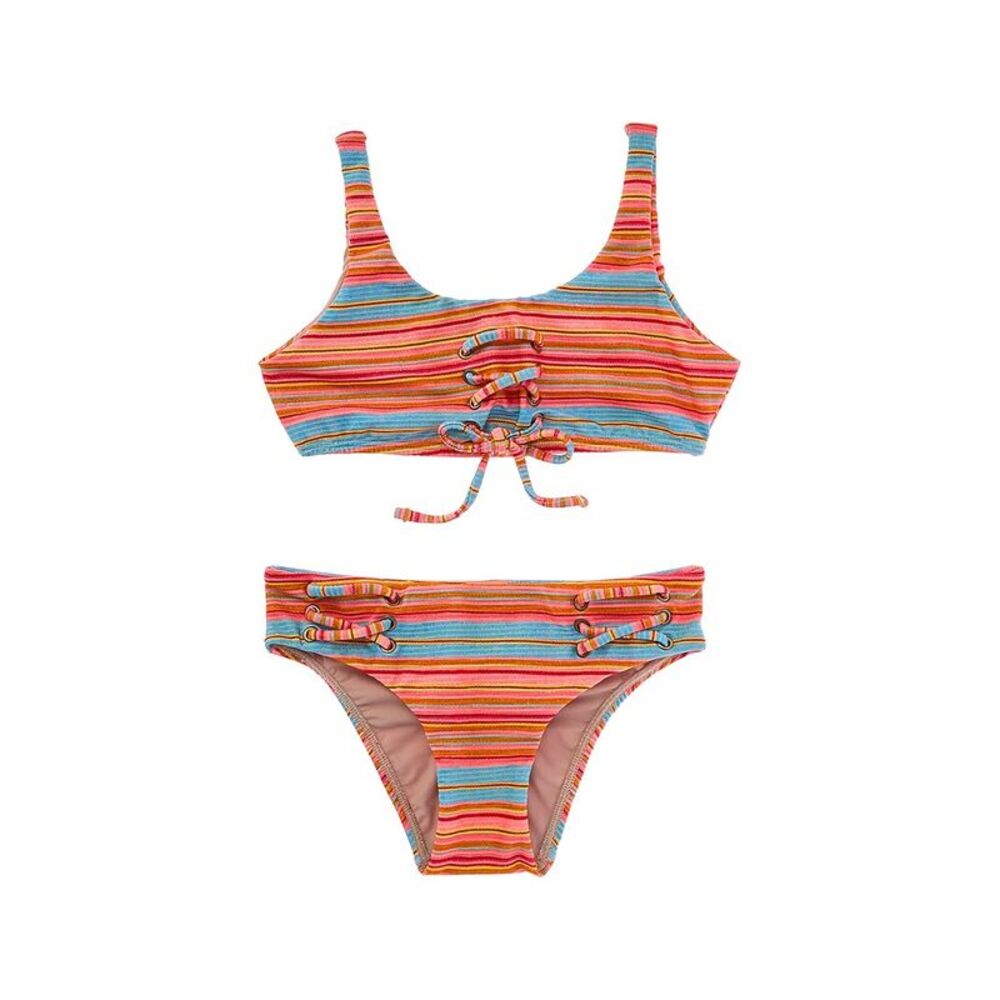 Pq Swim Girls  Lace-Up 2Pc Bikini Set, Orange